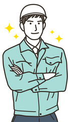 腕組みをする男性作業員
