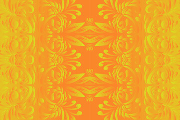 Luxurious nature batik ethnic dayak gradient flower and leaf art design for wedding presentation template 