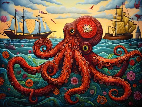 Kunst der Cephalopoden: Ein faszinierender Oktopus