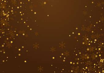 Golden Stars Vector Brown Background. Shiny Shine