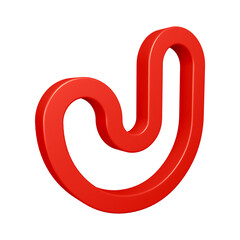 3D alphabet letter j in red color for education and text concept
