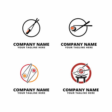 set of logo sushi vector icon