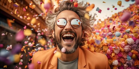 man ecstatic with joy and happiness, generative ai