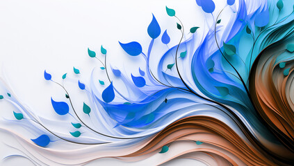 Background with blue leaves. AI generated