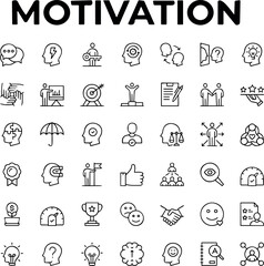 Set of positive thinking icon. Containing self-care, optimism, be loved, healthy lifestyle, happiness, positive mindset and more icons. Solid icon collection. Vector illustration. - obrazy, fototapety, plakaty