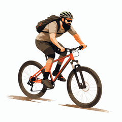 Vector design of a man riding a bicycle isolated on a white background