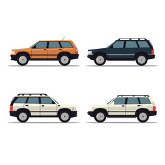 Vector pack of SUV car icons isolated on a white background
