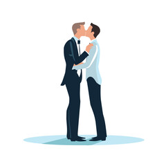 Vector illustration of Two men in a joyous embrace each other