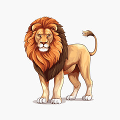 Obraz premium Vector illustration of a proud lion standing tall against a plain white background