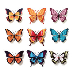 Naklejka na ściany i meble Vector illustration of a collection of vibrantly colored butterflies