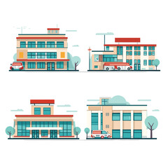 Vector illustration of a vibrant and diverse skyline featuring a variety of tall buildings