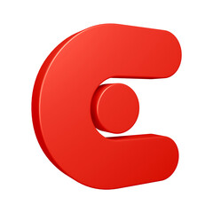 3D alphabet letter e in red color for education and text concept