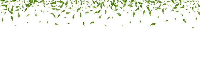 Green Leaf Wind Vector Panoramic White Background