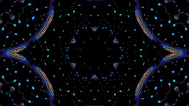 Abstract background moving stripes and flashing with shining light dots. Animation with circles	