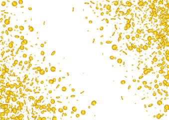 Cartoon Gold Coin Vector White Background. Golden