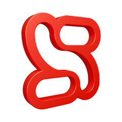 3D alphabet letter s in red color for education and text concept