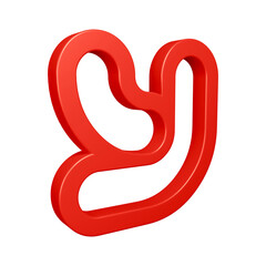 3D alphabet letter y in red color for education and text concept