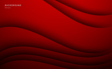 red gradient layer wave 3d paper cut vector background design