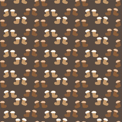 christmas socks with brown background seamless repeat pattern
