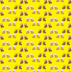 christmas socks with yellow background seamless repeat pattern