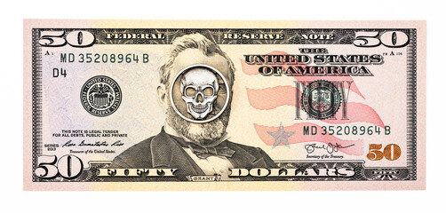 US-Dollar mit Totenkopf