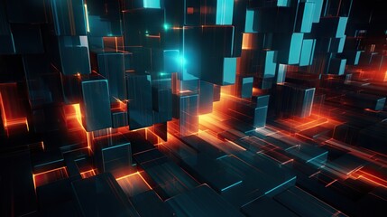 Fototapeta premium Abstract digital background. Can be used for technological processes, neural networks and AI, digital storages, sound and graphic forms, science, education, etc.