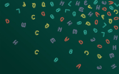 Font Chalkboard Vector Green Background. Abc