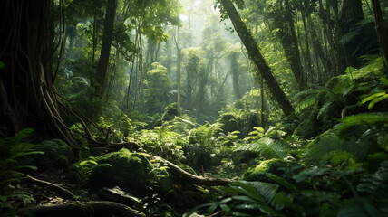 Naklejka premium The dense jungle of trees