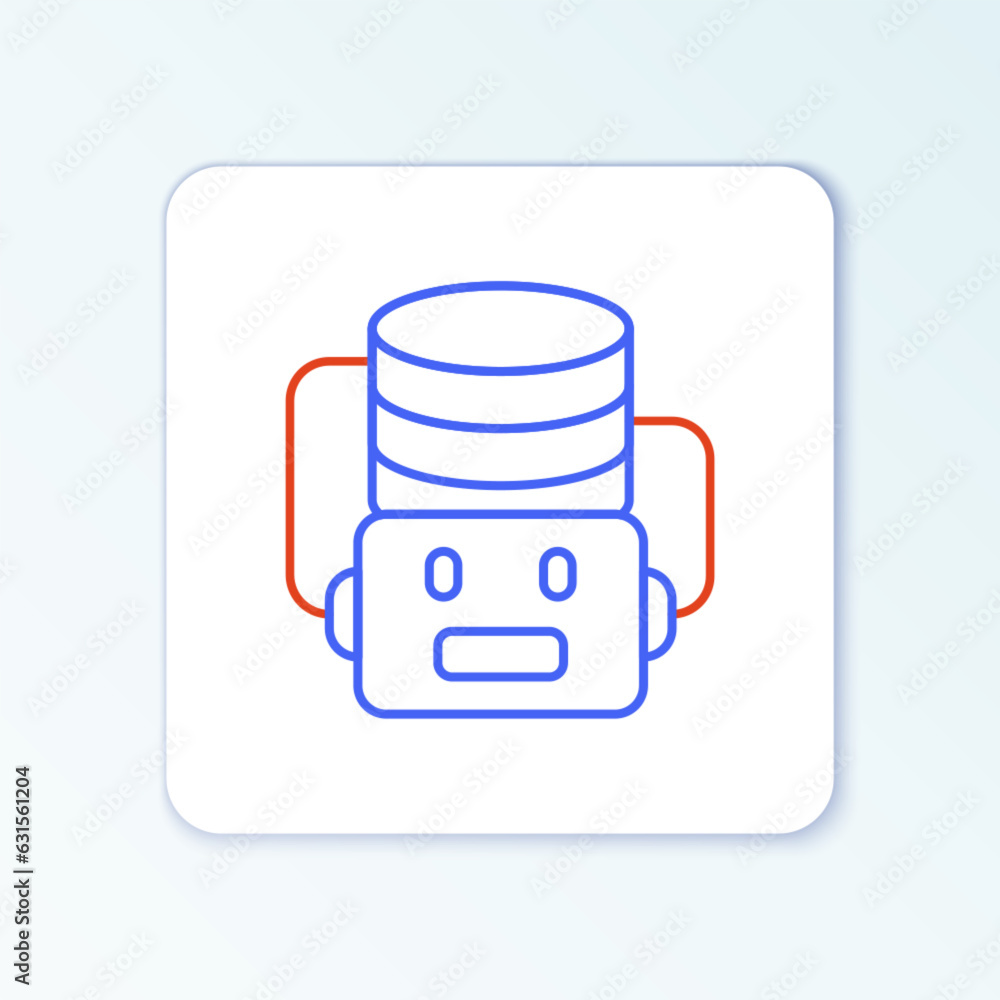 Poster line artificial intelligence robot icon isolated on white background. machine learning, cloud comput