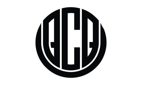 QCQ shield in circle logo design vector template. lettermrk, wordmark, monogram symbol on white background.	