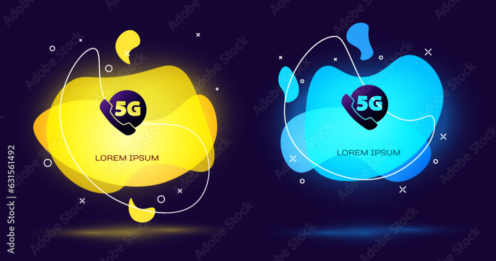 Poster black phone with 5g new wireless internet wifi icon isolated on black background. global network hig