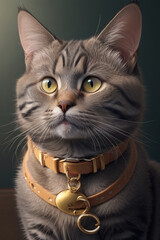 Cute space cat dressed in astronaut suit. Created with Generative AI technology.