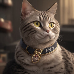 Cute space cat dressed in astronaut suit. Created with Generative AI technology.