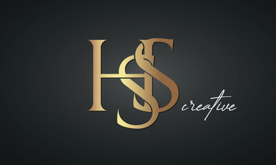 luxury letters HSS golden logo icon premium monogram, creative royal logo design	