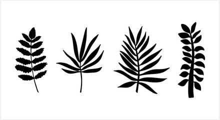 Doodle leaf set icons isolated. Stencil leaves. Vector stock illustration. EPS 10