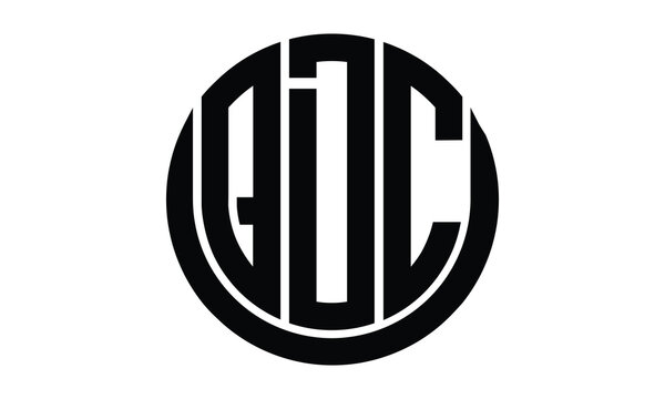 QDC shield in circle logo design vector template. lettermrk, wordmark, monogram symbol on white background.	