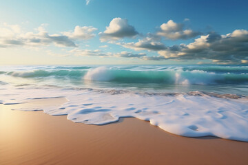 Gentle waves caressing a sandy shore, a reminder of nature's soothing embrace.