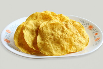 mexican food Corn tostada in dish isolated