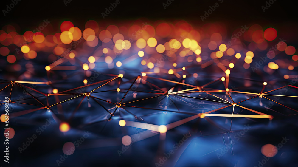 Poster dynamic wave light stipe tech, futuristic network connection background