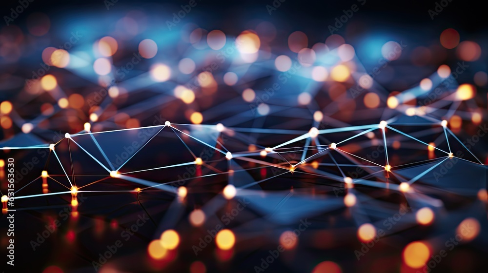 Poster dynamic wave light stipe tech, futuristic network connection background