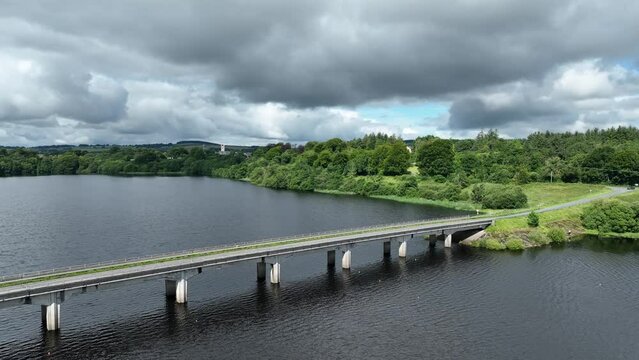 road bridges over blessington lake reservoir in county wicklow, ireland