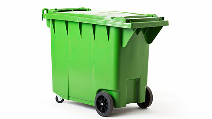 A Green recycling bin isolated on white background. Generative Ai
