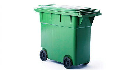 A Green recycling bin isolated on white background. Generative Ai