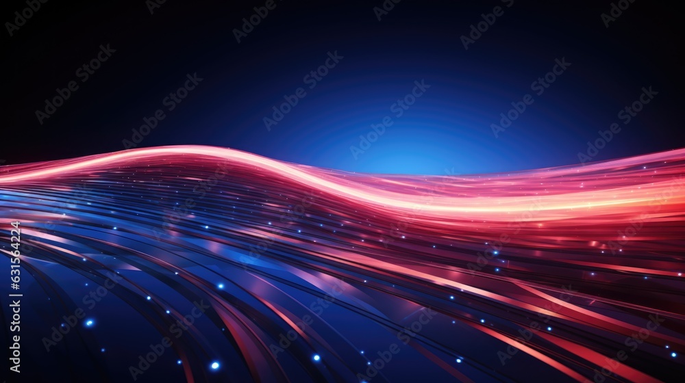 Poster dynamic wave light stipe tech, futuristic network connection background