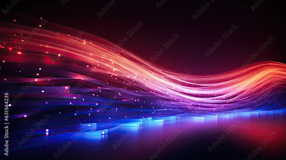 Poster dynamic wave light stipe tech, futuristic network connection background