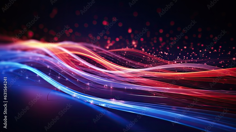 Poster dynamic wave light stipe tech, futuristic network connection background