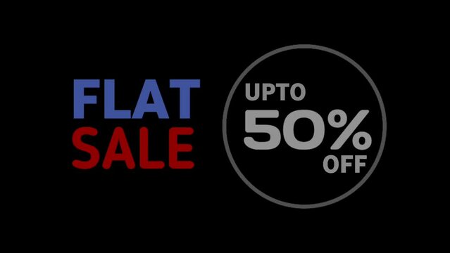 50% Off, Super flat Sale graphic element. Flat Sale banner design animation. Sale shopping social media background
