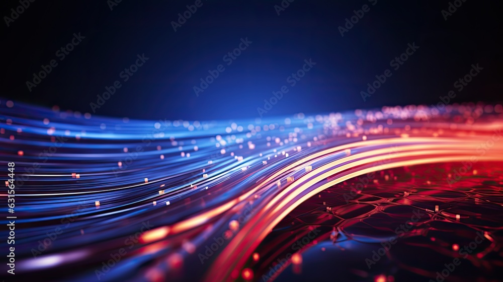 Poster dynamic wave light stipe tech, futuristic network connection background