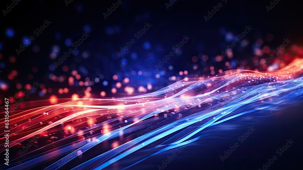 Poster dynamic wave light stipe tech, futuristic network connection background