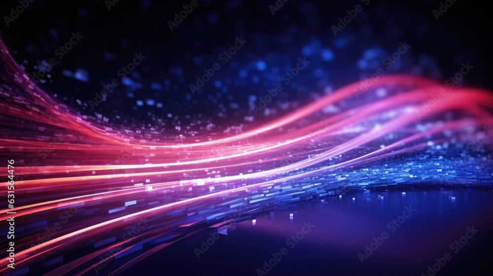 Poster dynamic wave light stipe tech, futuristic network connection background
